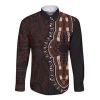 Africa Dashiki Long Sleeve Button Shirt African Tribal Art Mixed Polynesian Tattoo Red Color Unique LT9 Unisex Red - Polynesian Pride