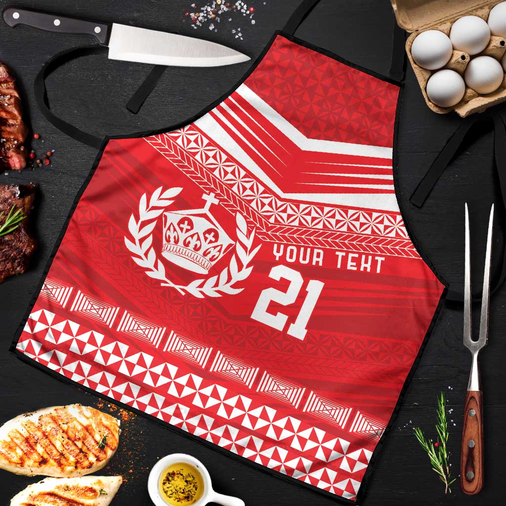 Custom Mate Ma'a Tonga Heritage Apron Pacific Tribal Rugby Red Edition - Polynesian Pride