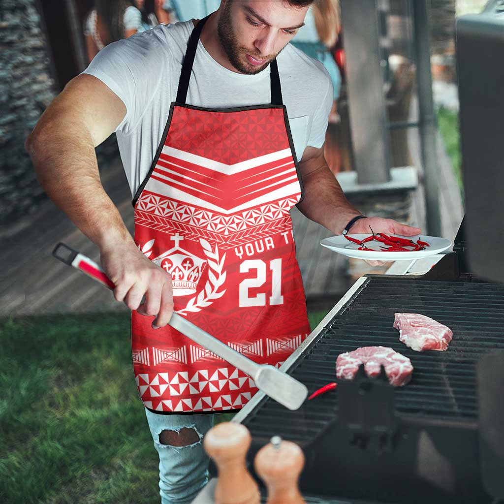 Custom Mate Ma'a Tonga Heritage Apron Pacific Tribal Rugby Red Edition - Polynesian Pride