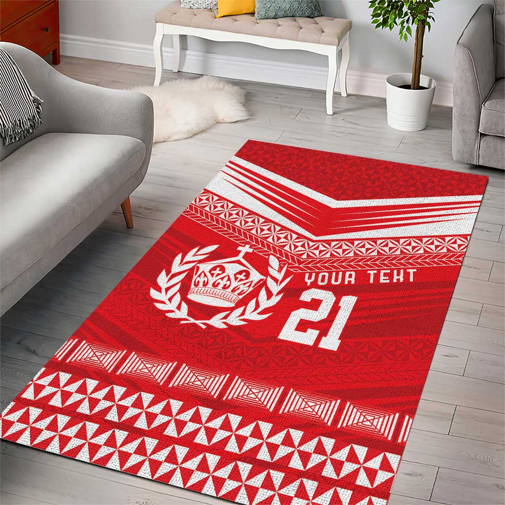 Custom Mate Ma'a Tonga Heritage Area Rug Pacific Tribal Rugby Red Edition - Polynesian Pride