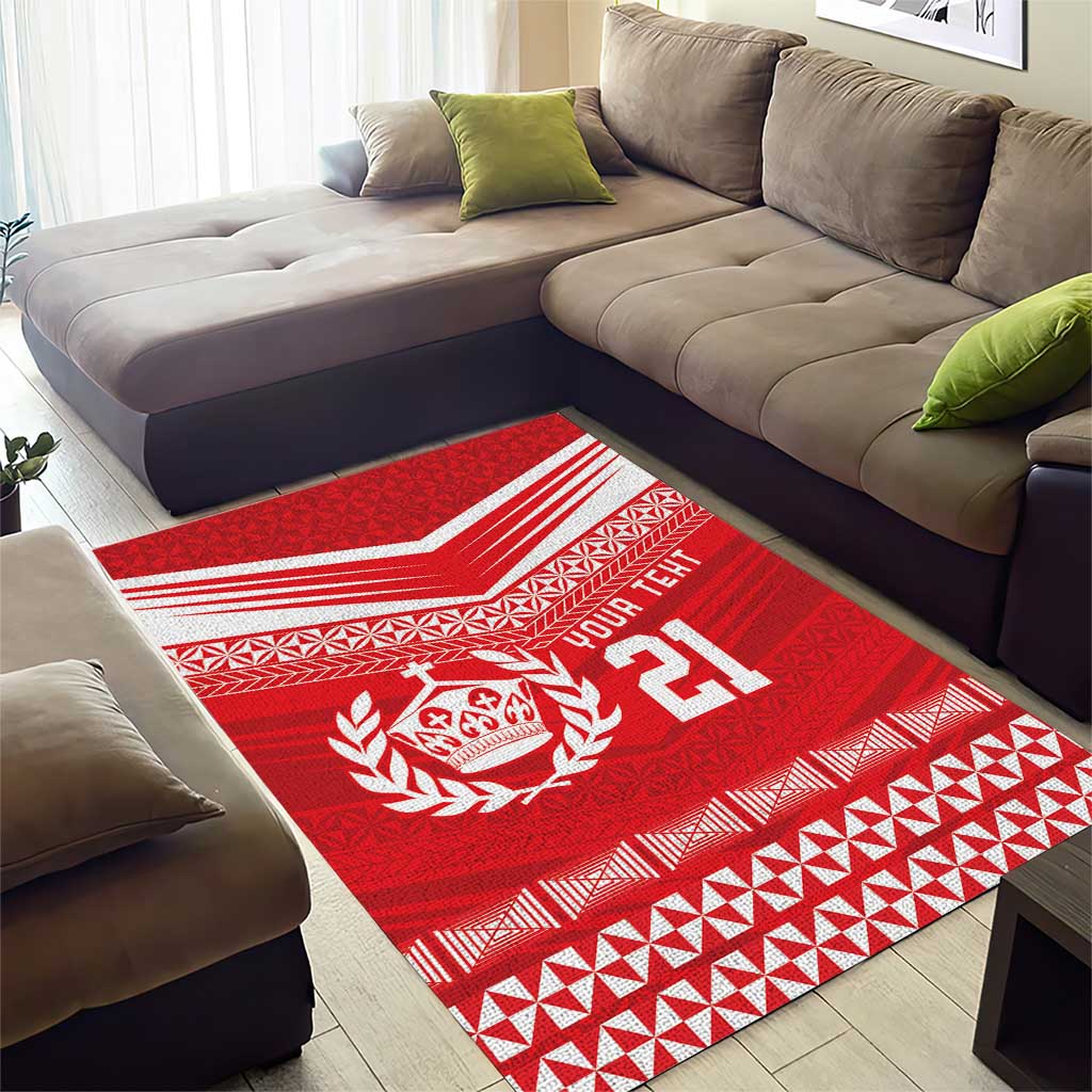 Custom Mate Ma'a Tonga Heritage Area Rug Pacific Tribal Rugby Red Edition - Polynesian Pride