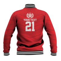 Custom Mate Ma'a Tonga Heritage Baseball Jacket Pacific Tribal Rugby Red Edition - Polynesian Pride