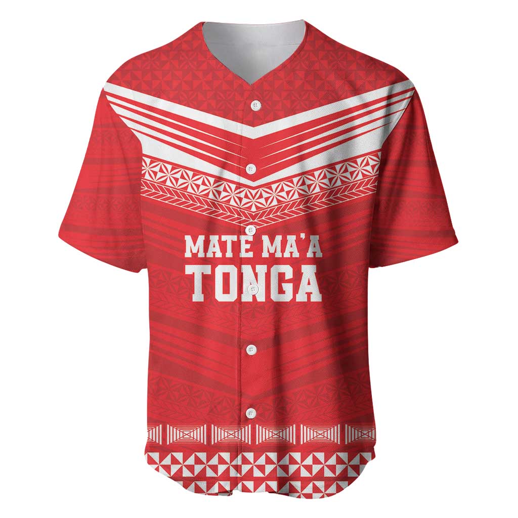 Custom Mate Ma'a Tonga Heritage Baseball Jersey Pacific Tribal Rugby Red Edition LT9 Red - Polynesian Pride
