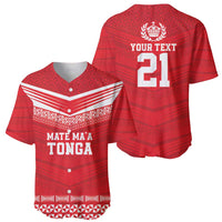 Custom Mate Ma'a Tonga Heritage Baseball Jersey Pacific Tribal Rugby Red Edition LT9 - Polynesian Pride