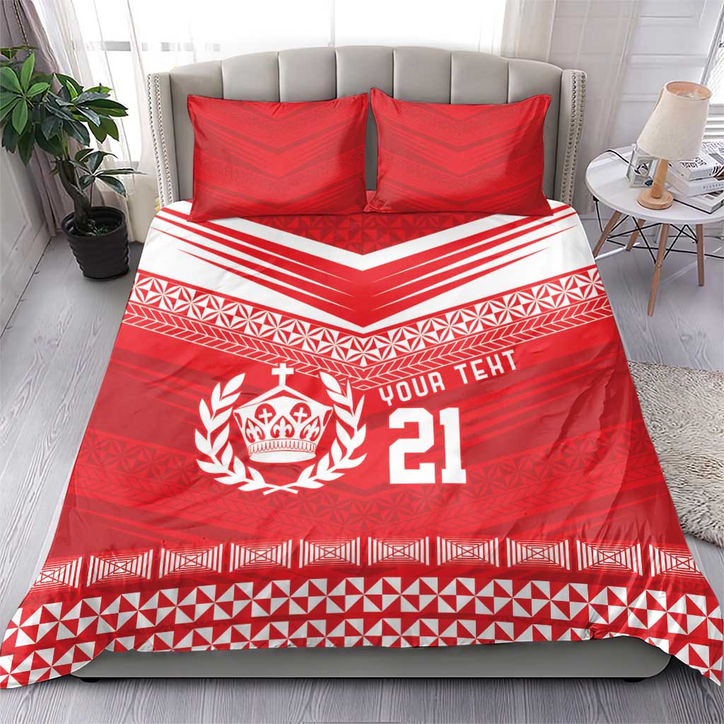 Custom Mate Ma'a Tonga Heritage Bedding Set Pacific Tribal Rugby Red Edition LT9 - Polynesian Pride