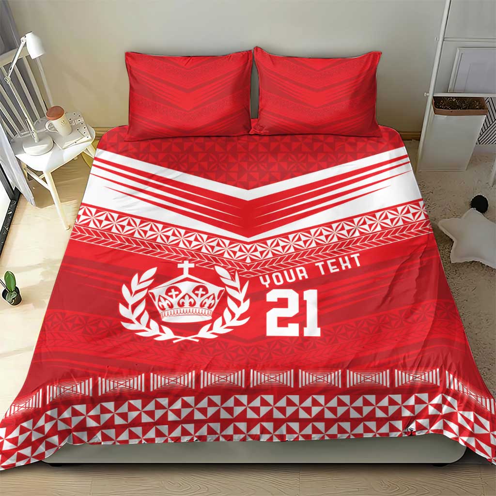 Custom Mate Ma'a Tonga Heritage Bedding Set Pacific Tribal Rugby Red Edition LT9 - Polynesian Pride