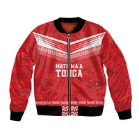 Custom Mate Ma'a Tonga Heritage Bomber Jacket Pacific Tribal Rugby Red Edition LT9 Unisex Red - Polynesian Pride