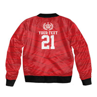 Custom Mate Ma'a Tonga Heritage Bomber Jacket Pacific Tribal Rugby Red Edition LT9 - Polynesian Pride
