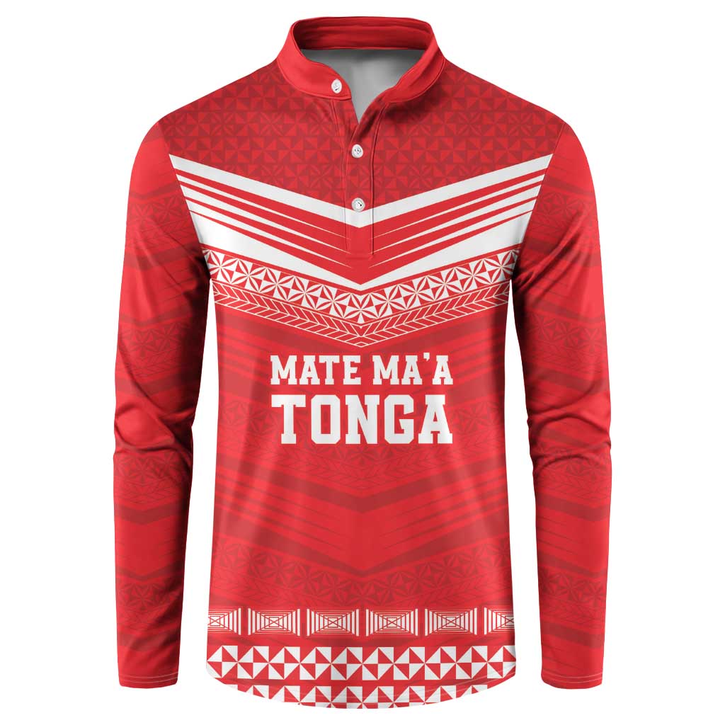 Custom Mate Ma'a Tonga Heritage Button Sweatshirt Pacific Tribal Rugby Red Edition - Polynesian Pride
