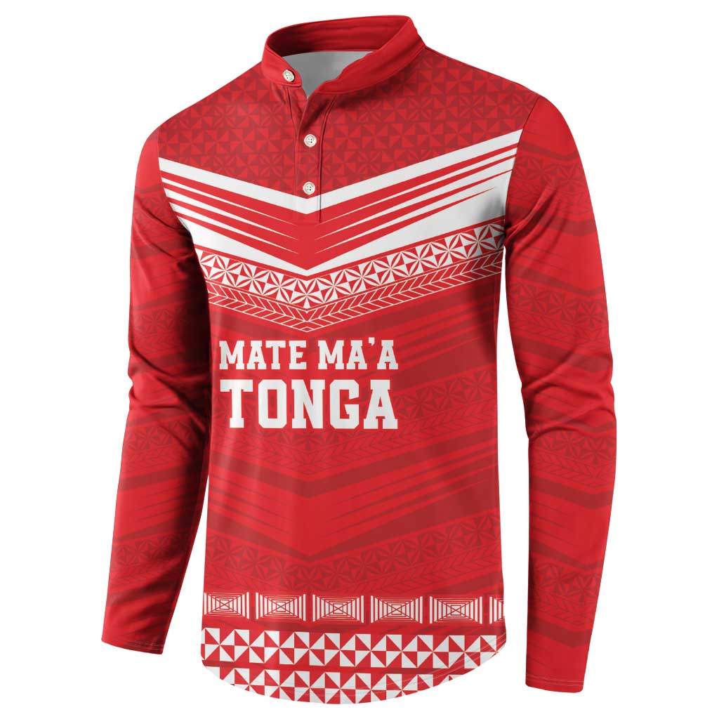 Custom Mate Ma'a Tonga Heritage Button Sweatshirt Pacific Tribal Rugby Red Edition - Polynesian Pride