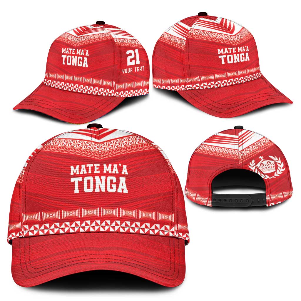 Custom Mate Ma'a Tonga Heritage Classic Cap Pacific Tribal Rugby Red Edition - Polynesian Pride