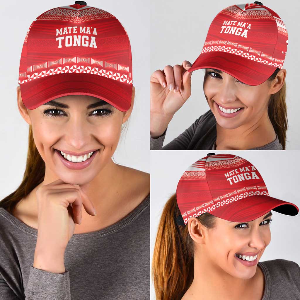 Custom Mate Ma'a Tonga Heritage Classic Cap Pacific Tribal Rugby Red Edition - Polynesian Pride
