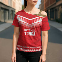 Custom Mate Ma'a Tonga Heritage Cross Shoulder Shirt Pacific Tribal Rugby Red Edition - Polynesian Pride