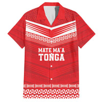 Custom Mate Ma'a Tonga Heritage Family Matching Off The Shoulder Long Sleeve Dress and Hawaiian Shirt Pacific Tribal Rugby Red Edition - Polynesian Pride