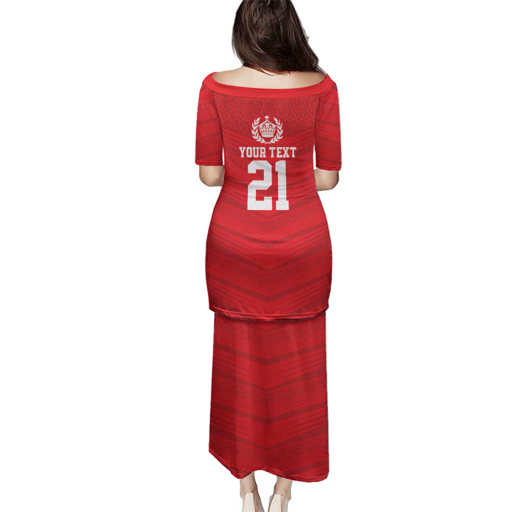 Custom Mate Ma'a Tonga Heritage Family Matching Puletasi and Hawaiian Shirt Pacific Tribal Rugby Red Edition - Polynesian Pride