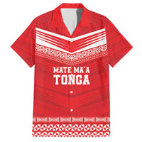 Custom Mate Ma'a Tonga Heritage Family Matching Short Sleeve Bodycon Dress and Hawaiian Shirt Pacific Tribal Rugby Red Edition - Polynesian Pride