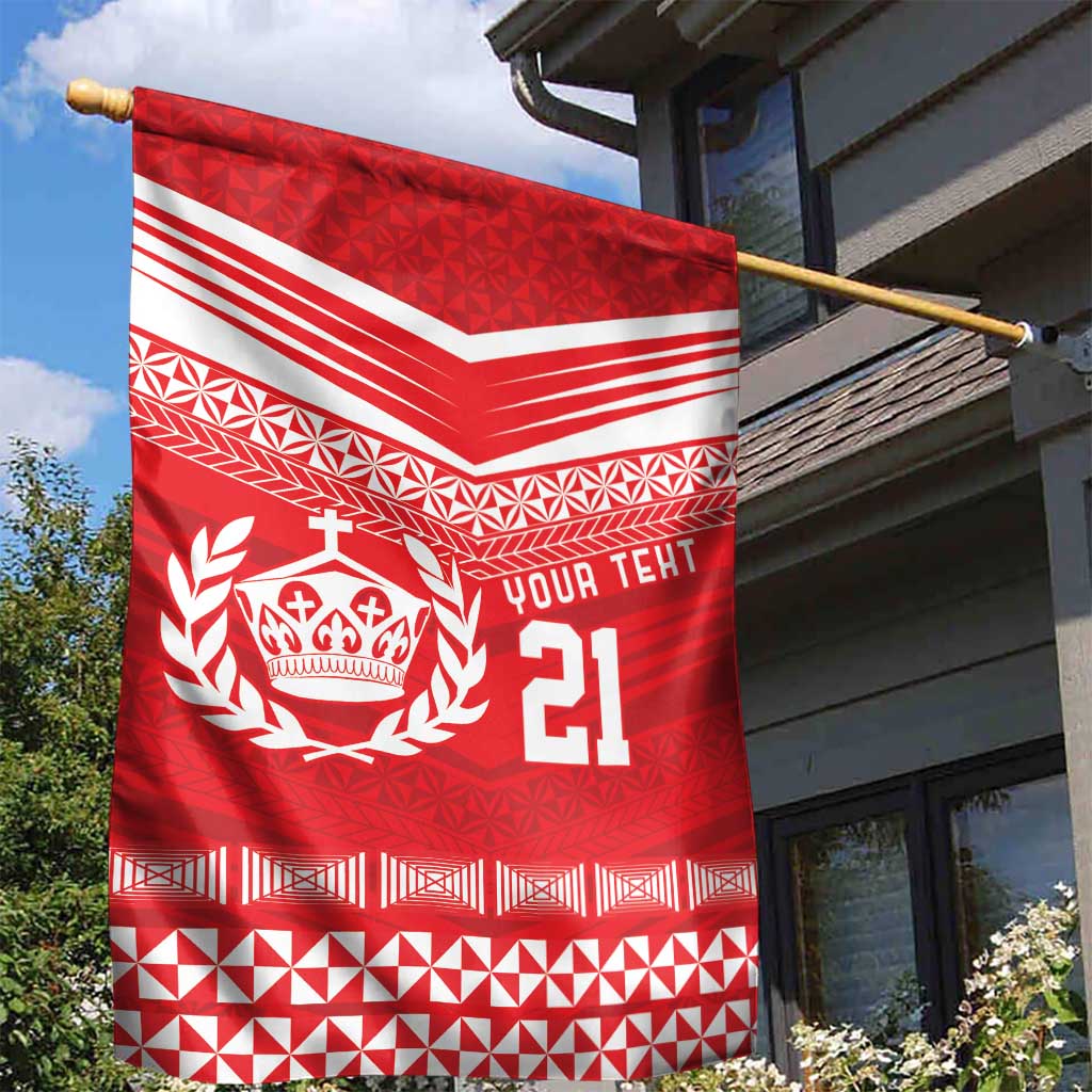 Custom Mate Ma'a Tonga Heritage Garden Flag Pacific Tribal Rugby Red Edition LT9 - Polynesian Pride