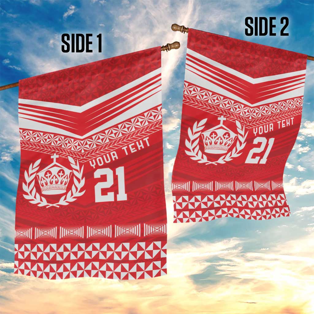 Custom Mate Ma'a Tonga Heritage Garden Flag Pacific Tribal Rugby Red Edition LT9 - Polynesian Pride