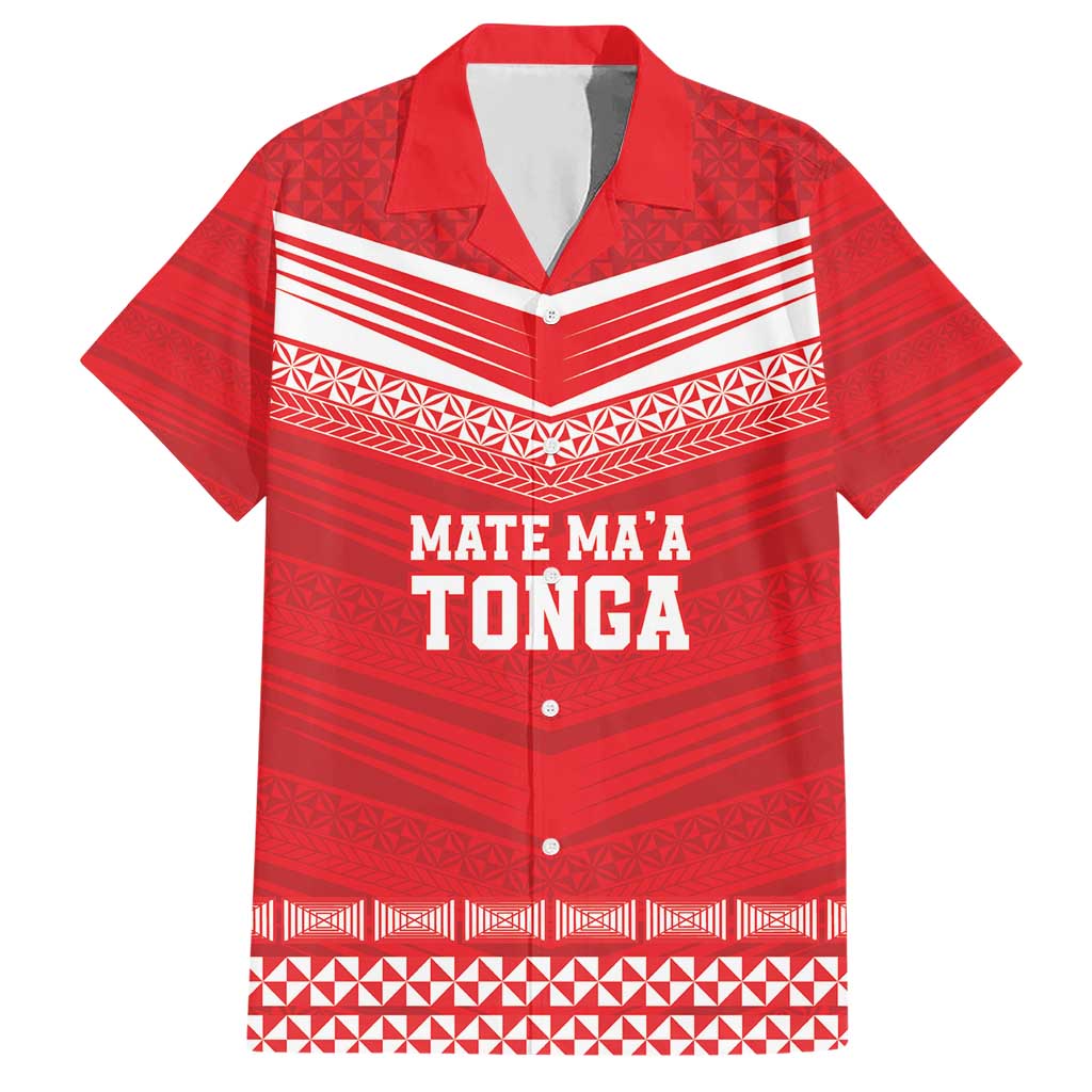 Custom Mate Ma'a Tonga Heritage Hawaiian Shirt Pacific Tribal Rugby Red Edition - Polynesian Pride
