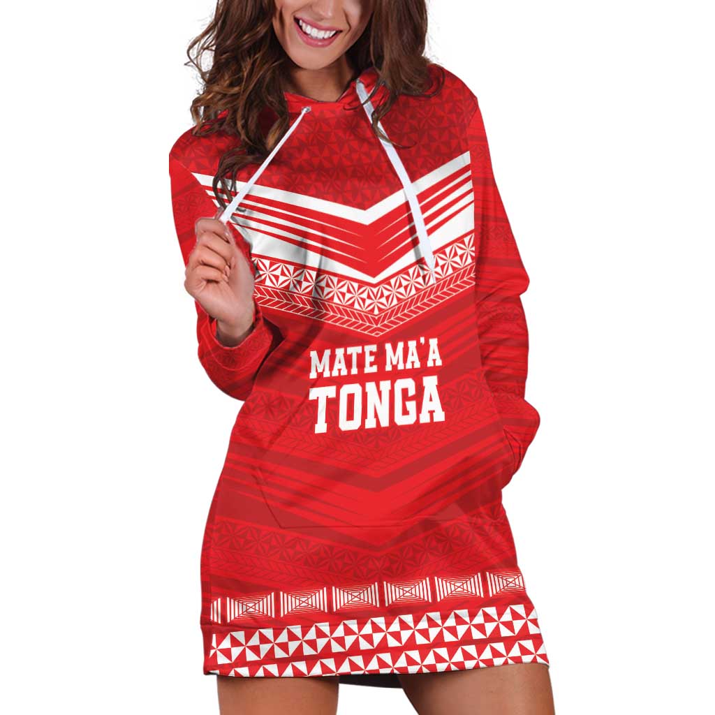 Custom Mate Ma'a Tonga Heritage Hoodie Dress Pacific Tribal Rugby Red Edition LT9 Red - Polynesian Pride