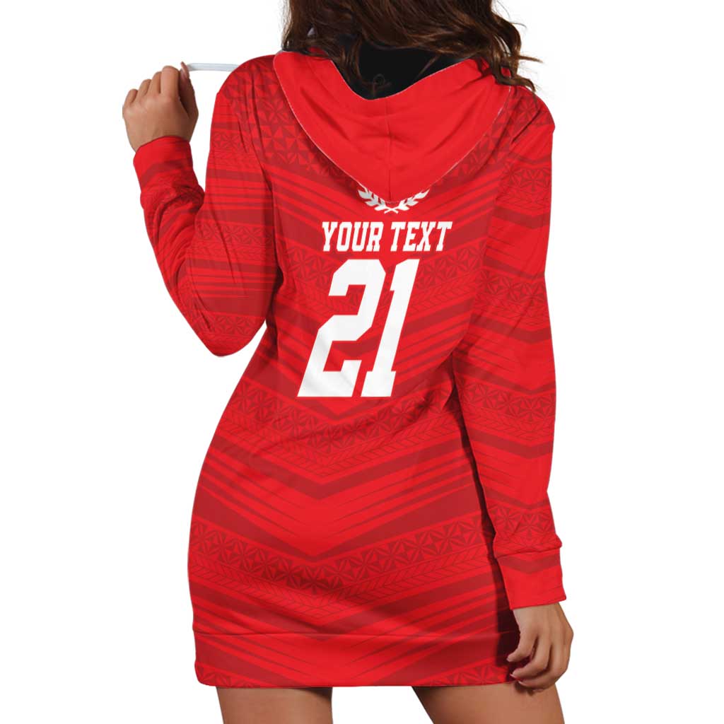 Custom Mate Ma'a Tonga Heritage Hoodie Dress Pacific Tribal Rugby Red Edition LT9 - Polynesian Pride