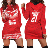 Custom Mate Ma'a Tonga Heritage Hoodie Dress Pacific Tribal Rugby Red Edition LT9 - Polynesian Pride