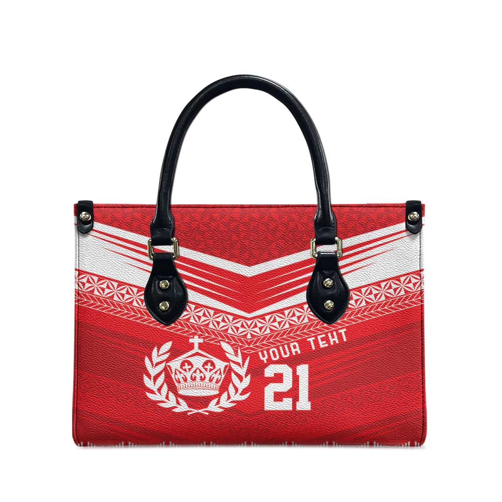 Custom Mate Ma'a Tonga Heritage Leather Bag Pacific Tribal Rugby Red Edition - Polynesian Pride