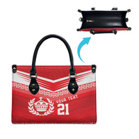 Custom Mate Ma'a Tonga Heritage Leather Bag Pacific Tribal Rugby Red Edition - Polynesian Pride