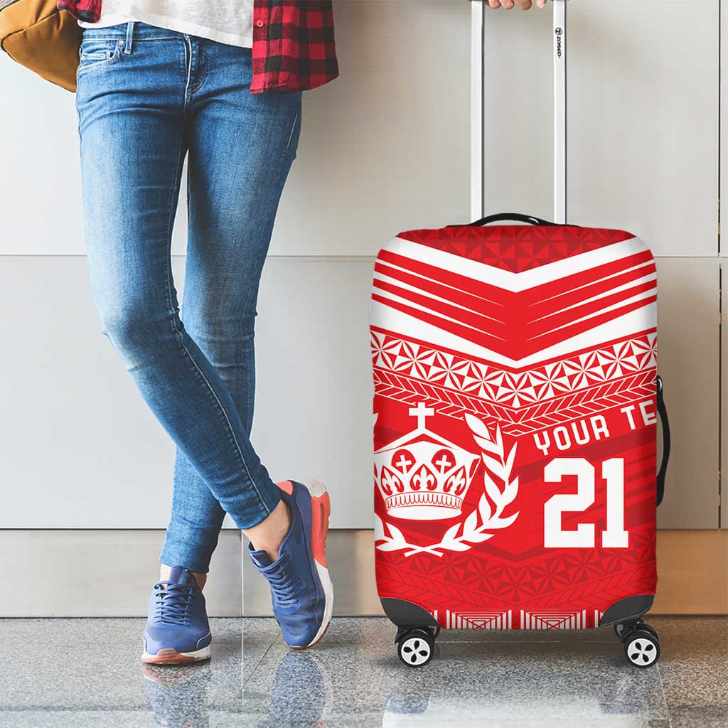 Custom Mate Ma'a Tonga Heritage Luggage Cover Pacific Tribal Rugby Red Edition LT9 - Polynesian Pride