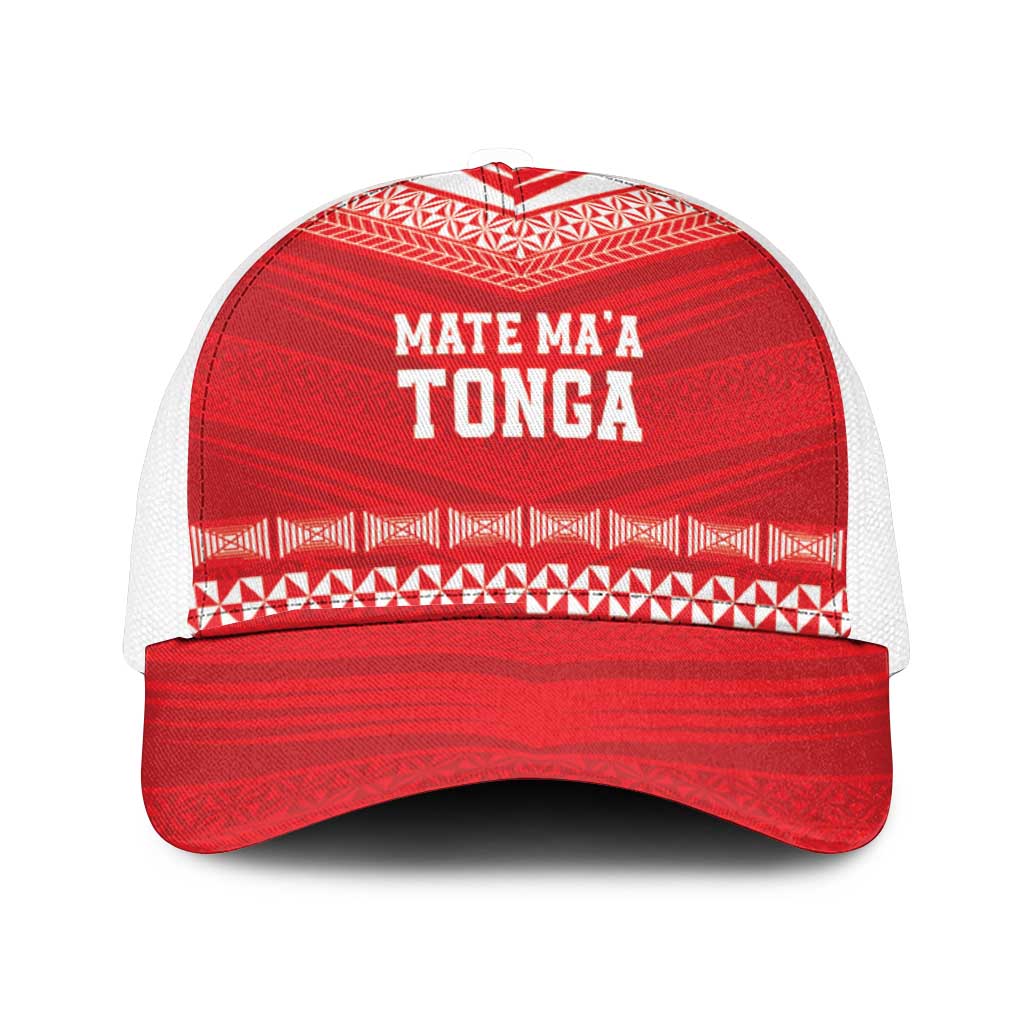 Mate Ma'a Tonga Heritage Mesh Trucker Cap Pacific Tribal Rugby Red Edition - Polynesian Pride