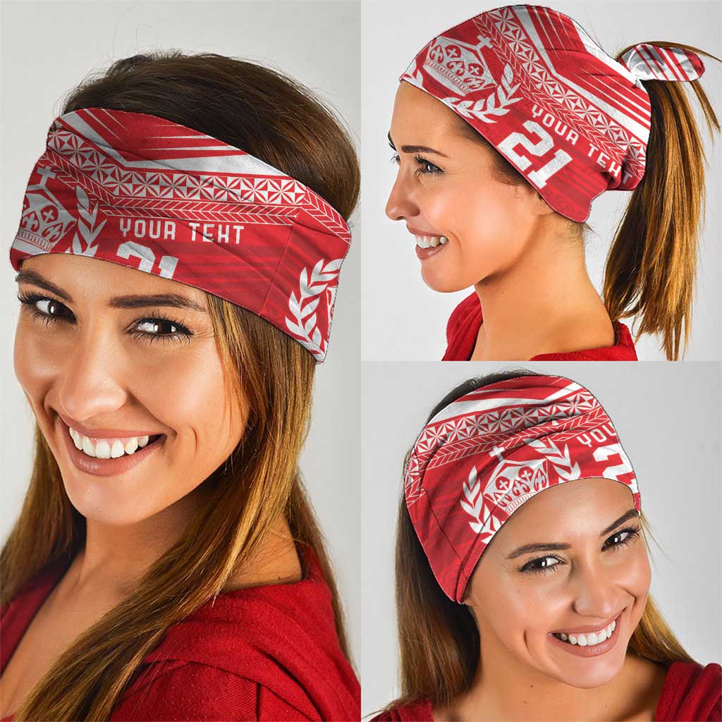 Custom Mate Ma'a Tonga Heritage Neck Gaiter Pacific Tribal Rugby Red Edition LT9 - Polynesian Pride