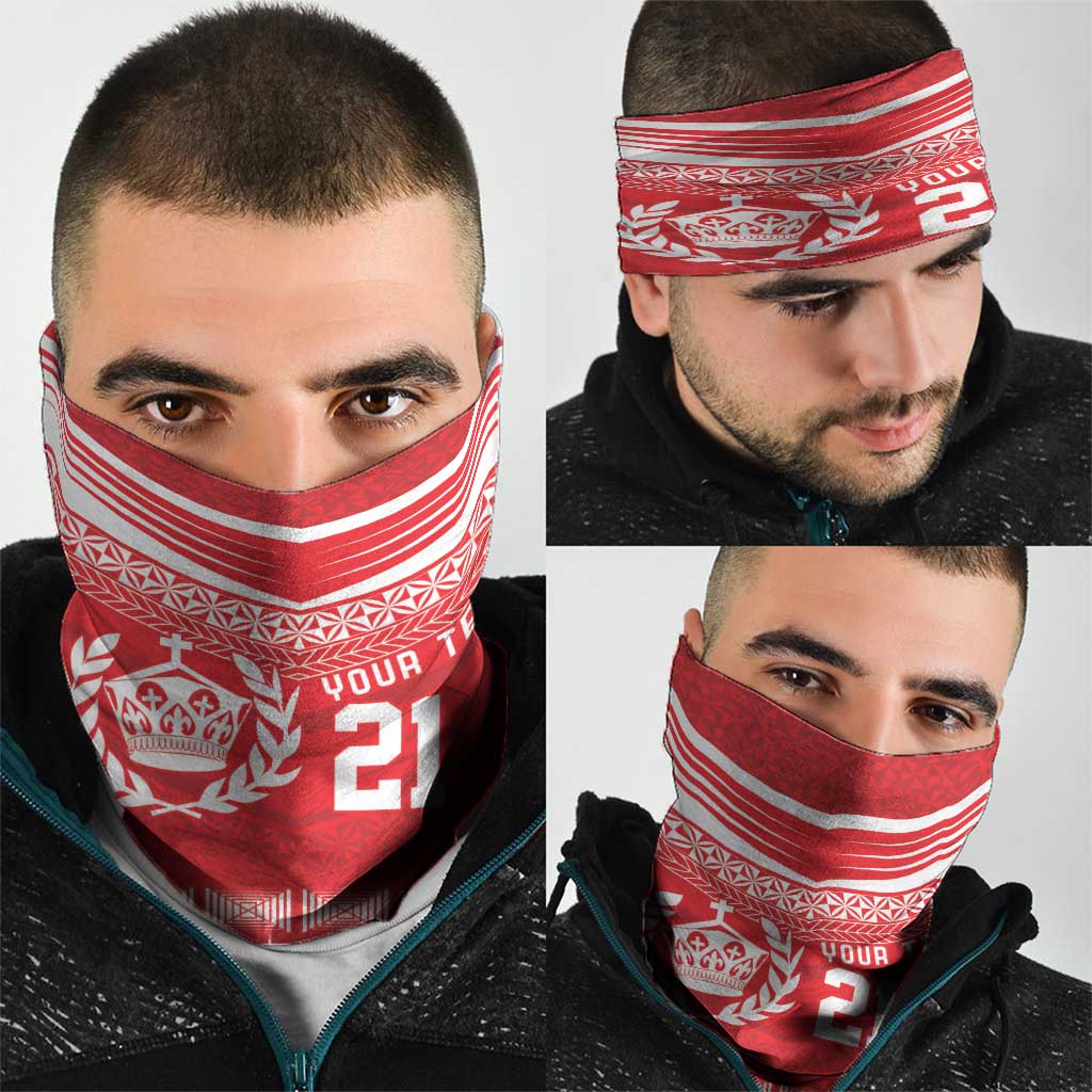 Custom Mate Ma'a Tonga Heritage Neck Gaiter Pacific Tribal Rugby Red Edition LT9 - Polynesian Pride