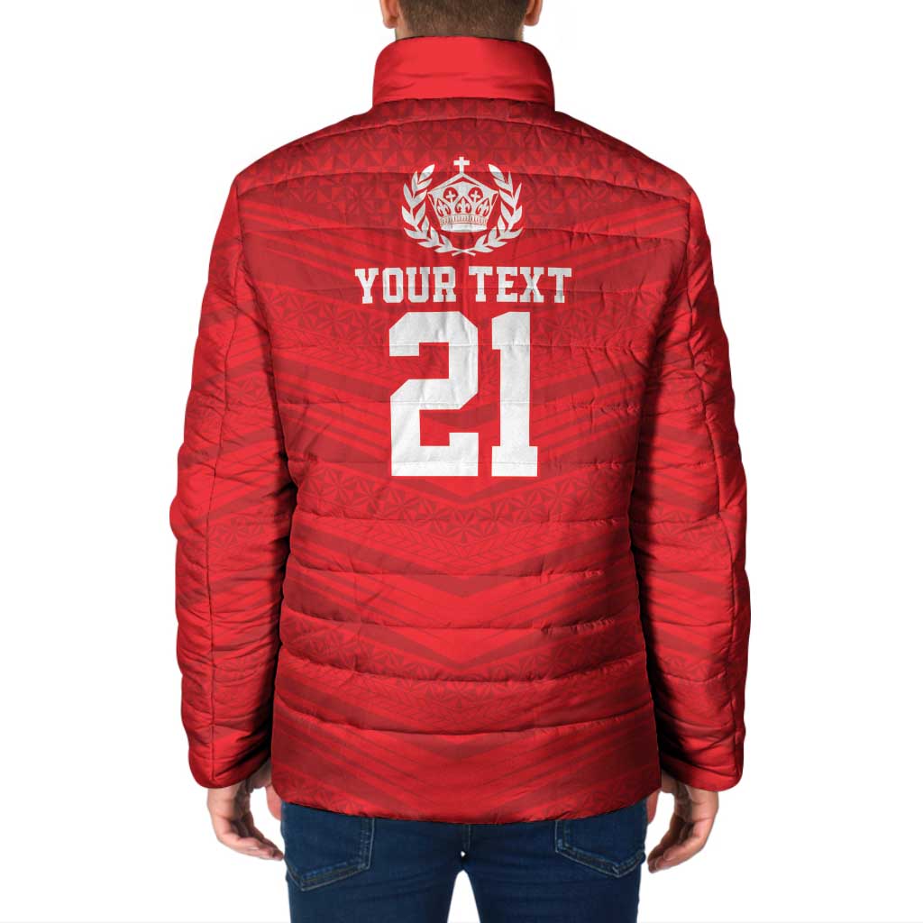 Custom Mate Ma'a Tonga Heritage Padded Jacket Pacific Tribal Rugby Red Edition - Polynesian Pride