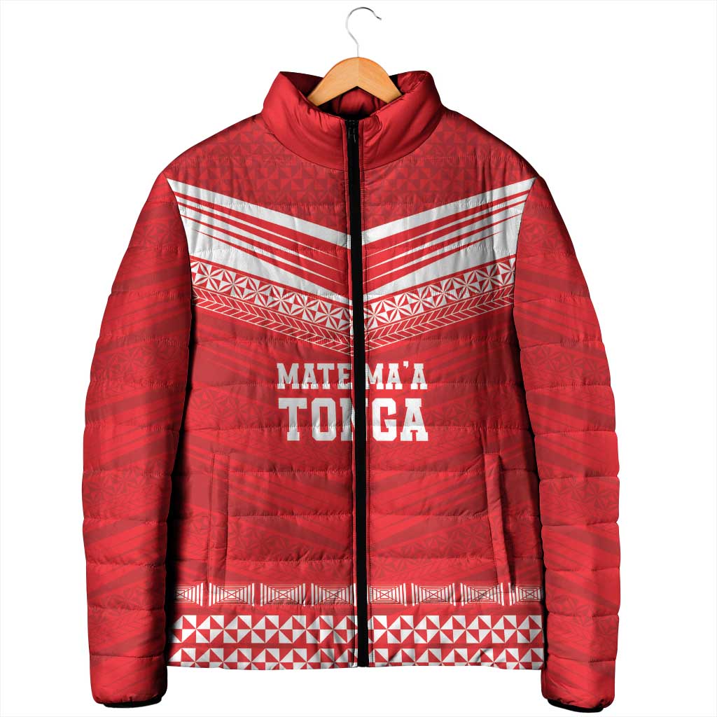 Custom Mate Ma'a Tonga Heritage Padded Jacket Pacific Tribal Rugby Red Edition - Polynesian Pride