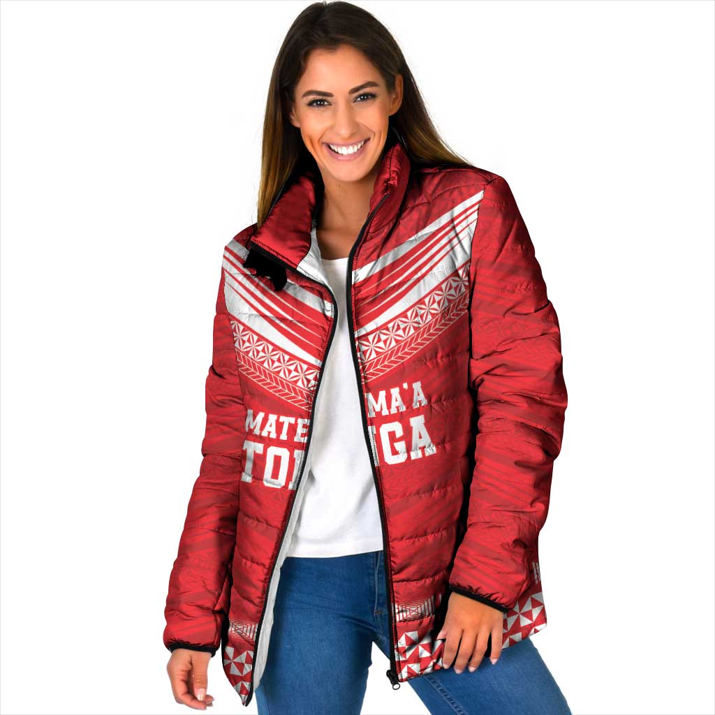 Custom Mate Ma'a Tonga Heritage Padded Jacket Pacific Tribal Rugby Red Edition - Polynesian Pride