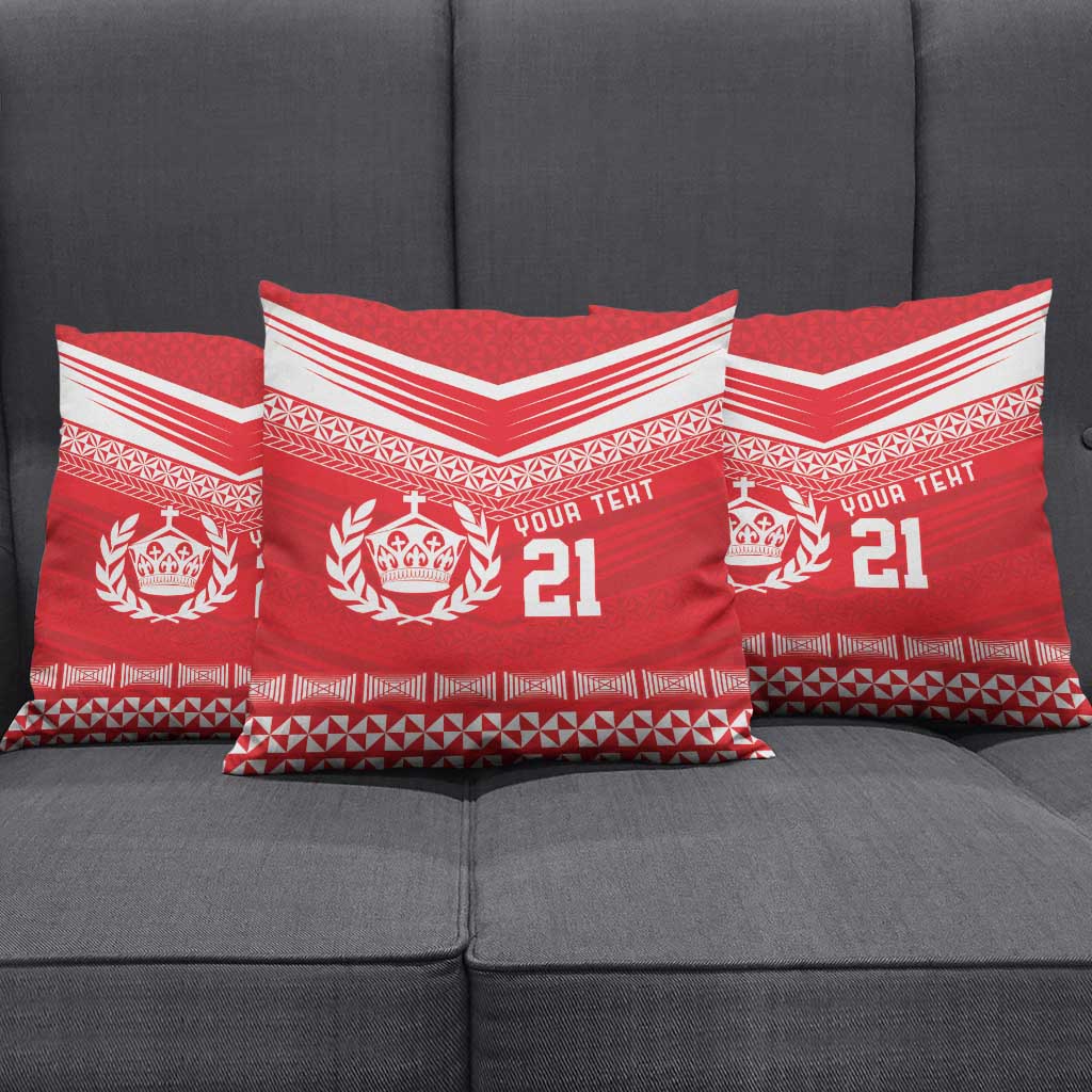 Custom Mate Ma'a Tonga Heritage Pillow Cover Pacific Tribal Rugby Red Edition LT9 - Polynesian Pride