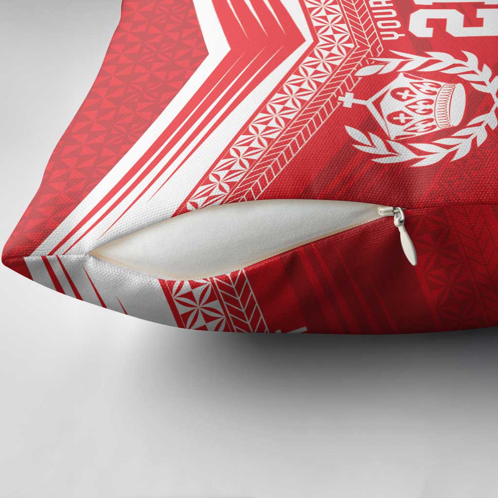 Custom Mate Ma'a Tonga Heritage Pillow Cover Pacific Tribal Rugby Red Edition LT9 - Polynesian Pride