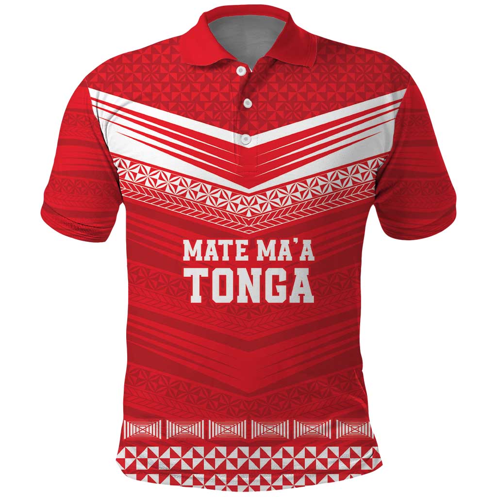 Custom Mate Ma'a Tonga Heritage Polo Shirt Pacific Tribal Rugby Red Edition LT9 Red - Polynesian Pride