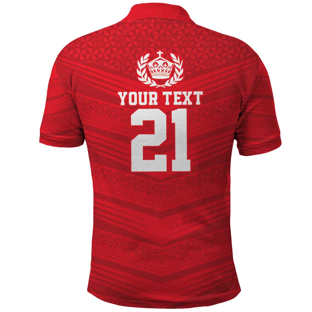 Custom Mate Ma'a Tonga Heritage Polo Shirt Pacific Tribal Rugby Red Edition LT9 - Polynesian Pride