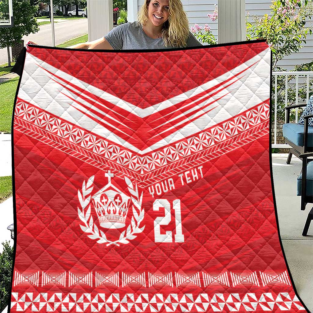 Custom Mate Ma'a Tonga Heritage Quilt Pacific Tribal Rugby Red Edition - Polynesian Pride