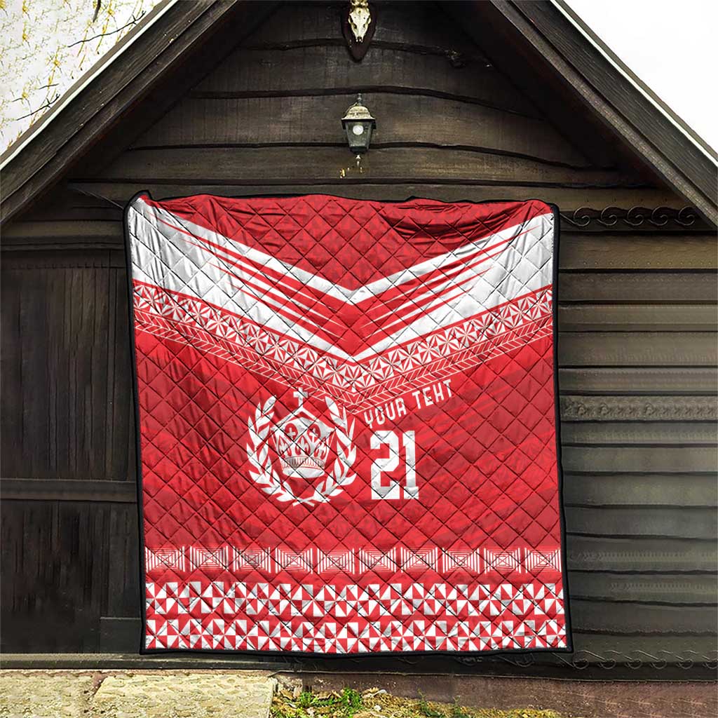 Custom Mate Ma'a Tonga Heritage Quilt Pacific Tribal Rugby Red Edition - Polynesian Pride