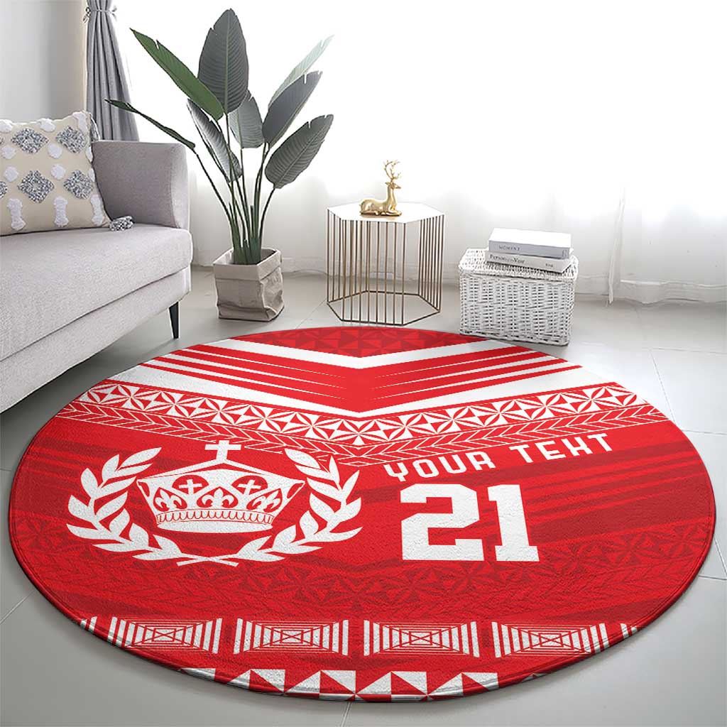 Custom Mate Ma'a Tonga Heritage Round Carpet Pacific Tribal Rugby Red Edition LT9 - Polynesian Pride