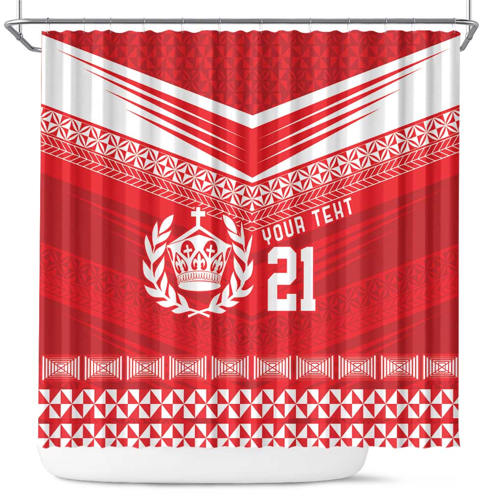 Custom Mate Ma'a Tonga Heritage Shower Curtain Pacific Tribal Rugby Red Edition LT9 Red - Polynesian Pride
