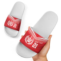 Custom Mate Ma'a Tonga Heritage Slide Sandals Pacific Tribal Rugby Red Edition LT9 - Polynesian Pride