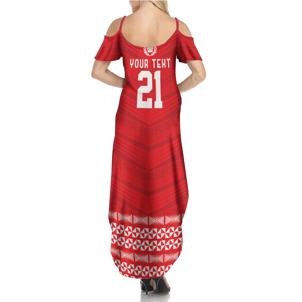 Custom Mate Ma'a Tonga Heritage Summer Maxi Dress Pacific Tribal Rugby Red Edition LT9 - Polynesian Pride