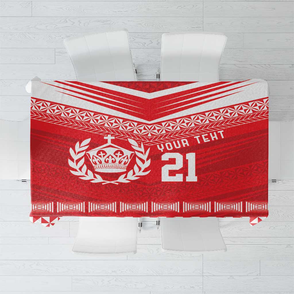 Custom Mate Ma'a Tonga Heritage Tablecloth Pacific Tribal Rugby Red Edition LT9 Red - Polynesian Pride