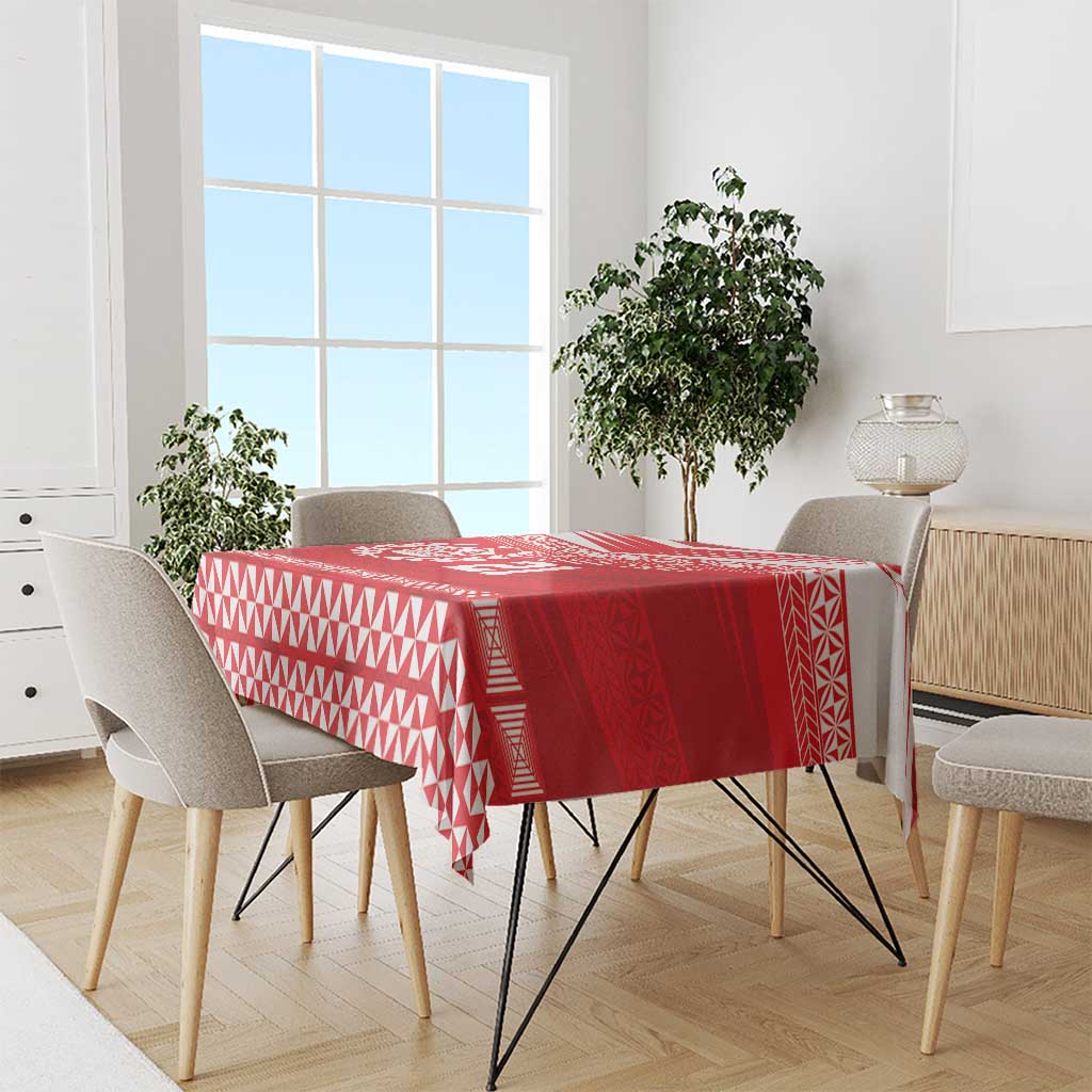 Custom Mate Ma'a Tonga Heritage Tablecloth Pacific Tribal Rugby Red Edition LT9 - Polynesian Pride