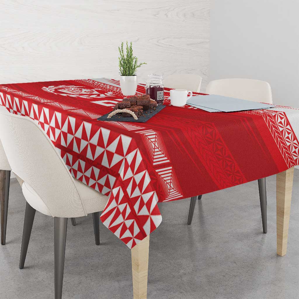 Custom Mate Ma'a Tonga Heritage Tablecloth Pacific Tribal Rugby Red Edition LT9 - Polynesian Pride
