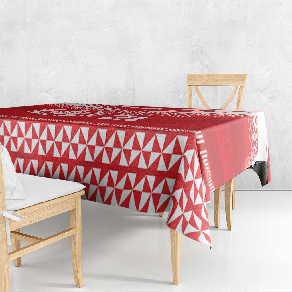 Custom Mate Ma'a Tonga Heritage Tablecloth Pacific Tribal Rugby Red Edition LT9 - Polynesian Pride