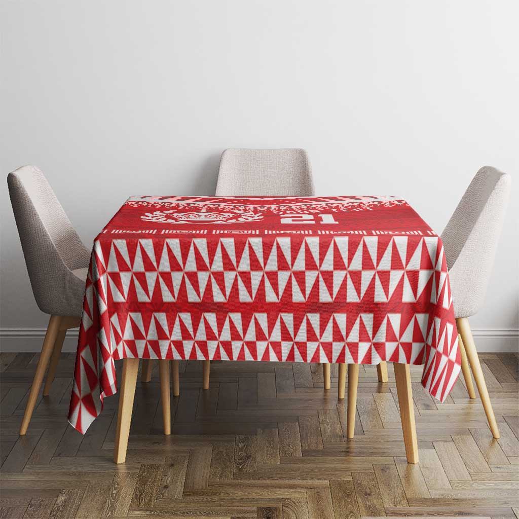 Custom Mate Ma'a Tonga Heritage Tablecloth Pacific Tribal Rugby Red Edition LT9 - Polynesian Pride